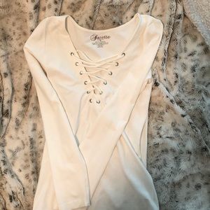 White Tight Cross Long Sleeve